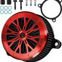 High Flow Air Cleaner CNC 6061 Aluminum Air Filter Intake System for Harley 2018-up Softail Fat Bob Boy Street Bob Heritage Classic 2017-up Touring Street Road King Glide Trike for M8 Engine, Red