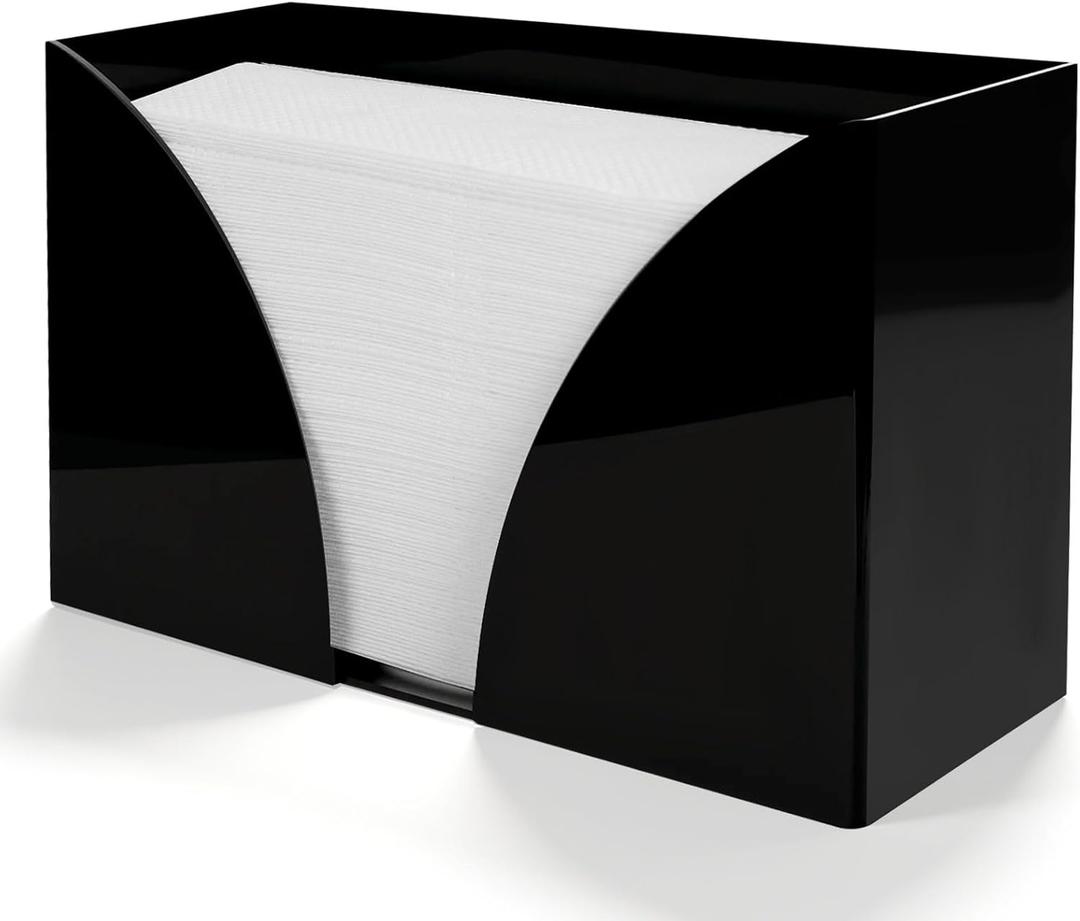 Paper Towel DispenserBlack Paper Towel HolderAcrylic Napkin Holder for TableCan Wall-Mount C-Fold, Z-Fold, Trifold Paper Hand Towel Dispenser for Canteen Home and Commercial (1)