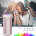 Ortizan Portable Bluetooth Speakers, IPX7 Waterproof Wireless Speaker with 24W Loud Stereo Sound, Deep Bass, Bluetooth 5.3, RGB Lights, Dual Pairing, 30H Playtime for Home, Outdoor, Party, Pink