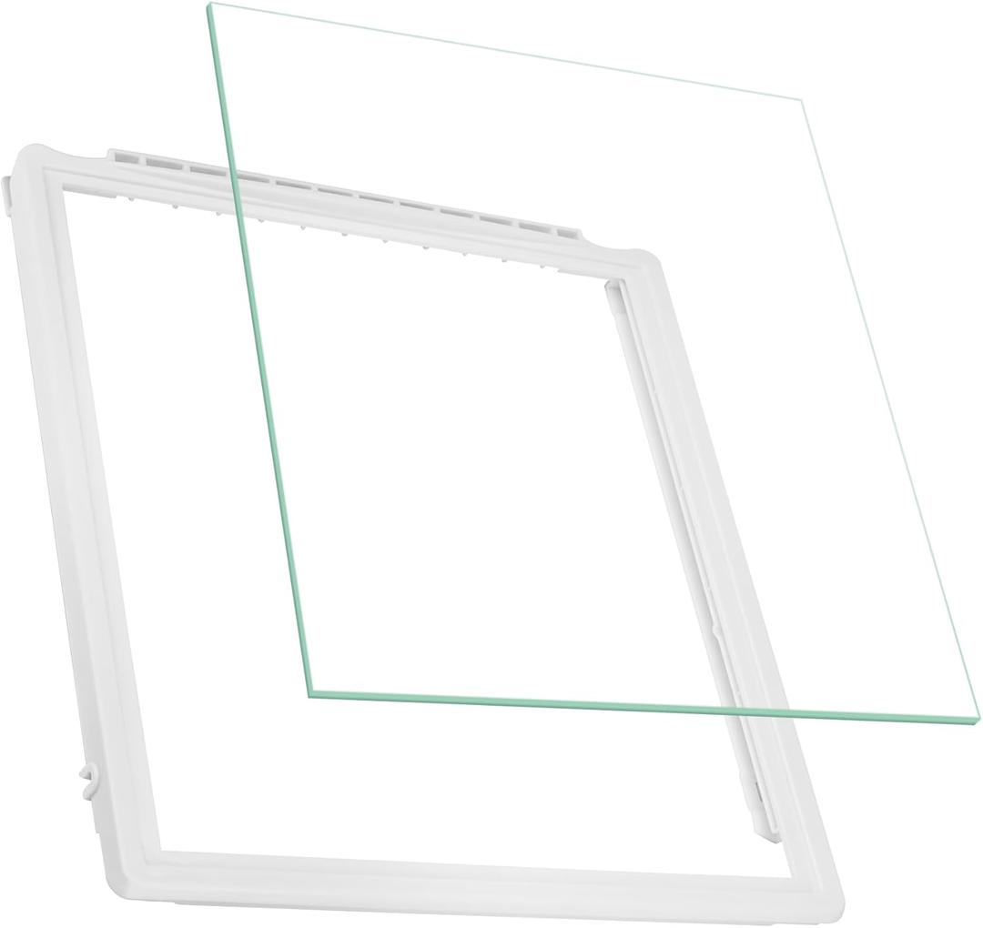 Refrigerator Shelf Frame 241969501 with 240443384 Glass Refrigerator Crisper Pan Cover Compatible with Frigi. daire Refrigerator Replace FFSS2615TE0, LFSS2612TE0, FGEX26D6QF0 by Fetechmate - 2 PCS (Refrigerator Shelf Frame With Glass)