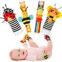 Infinno Baby Wrist Rattle Socks and Foot Finder Set, Perfect Baby Toys for 0-12 Months Newborn Boys and Girls As Shower Gifts, Garden Bug Series