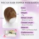 WECAN Hair Toppers for Women Real Human Hair 3D Bangs Clip 100% Human Toppers for Women 10 Inch Clip in Bangs Hairpieces(Brown)