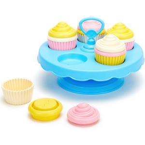 Green Toys Cupcake Set - 16 Piece Pretend Play, Motor Skills, Language & Communication Kids Role Play Toy. No BPA, phthalates, PVC. Dishwasher Safe, Recycled Plastic, Made in USA.