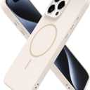 oakxco for iPhone 15 Pro Case Silicone Mag Safe, Magnetic Slim Thin Phone Case Compatible with Magsafe Wireless Charging, Cute Girly Aesthetic Soft Rubber Gel Safecase for Women Girls, Beige Cream