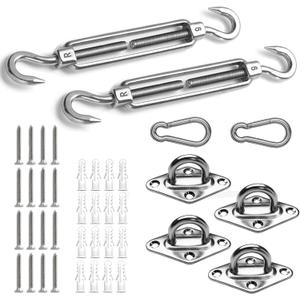 SUNNY GUARD Sun Shade Sail 316 Stainless Steel Hardware Kit 6 Inch for Rectangle Shade Sail Installation for Backyard Yard Deck Patio Garden
