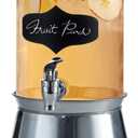 Style Setter Bristol Beverage Dispenser with Blackboard and Ice Bucket Stand Cold Drink Wine Juice with 1 Gallon Capacity Glass Jug and Leak-Proof Acrylic Spigot Great for Parties, Weddings and More