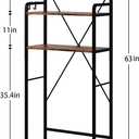 Huhote Over The Toilet Storage Rack with 3-Tier Bathroom Shelves, Space Saver Toilet Shelf, Bathroom Storage Organizer with Hooks for Over Toilet Storage and Shelf (Rustic Brown), Large