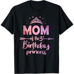 Mom Of The 3rd Birthday Princess Girl 3 Years Old B-day T-Shirt  Size XL