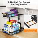 PXRACK Under Sink Organizer, Adjustable Height, 2 Tier Pull Out Under Cabinet Organizer, Slide Out Thickened Metal Under Sink Storage for Kitchen Bathroom Laundry Pantry Cabinet, Black, Large-2-Pack