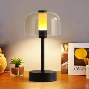 Black Rechargeable Cordless Table Lamp,Portable Modern LED Night Light,Battery Operated Lamp,3 Color Stepless Dimming Up,for Restaurant/Bedroom/Bars/Outdoor Party/Camping/Coffee Shop