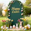 6.6FT Hunter Green Arch Backdrop Cover, Spandex Fitted Wedding Arch Stand Covers 2-Sided Round Top Chiara Arch Backdrop Cover for Easter Wedding Birthday Party Baby Shower Banquet Decoration