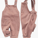 Mornyray Toddler Boy Girl Soft Corduroy Suspender Pants Kids Overalls Loose Retro Adjustable button overalls (18-24 Months, Pink)