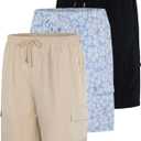Real Essentials 3 Pack: Men's Swim Trunks with Cargo Pockets & Mesh Lining (Medium)