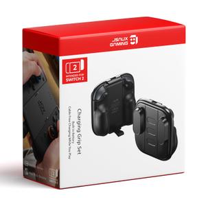 JSAUX Charging Grip for Switch 2 JoyCon, Built-in Battery & Playing While Charging, Ergonomic Controller Charger Handle Grip Set for Nintendo Switch 2 (2025) Joy Con, with Front Protective Cover