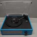 Record Player for Vinyl with 2 Build-in Speakers LP Vinyl Players Belt-Driven Vintage Turntables 3 Speed 3 Size, Wireless Bluetooth Playback, AUX-in, RCA Out, Headphone, Auto Stop Sea Blue