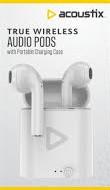 TRUE WIRELESS audiobuds by Acoustix with Charging Case Portable Music on the go Earbuds Outdoor Indoor Audio device