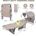 Wheel-To-Go Tanning Chair with Wheels Sun Canopy Umbrella Face Hole Thicker Washable Adjustable, Heavy Duty Folding Lay Flat Sun Lounge Chair Beach Outside Sunbathing Reading, UPF 50+ (Patent Design)