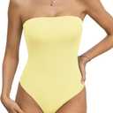 EasyGala Womens Double Lined Strapless Bodysuits Tube Tops Sexy Non-Padded Bandeau Tops Summer Going Out Thong Bodysuits Backless Tank Top Y2K Fashion Clothes, L