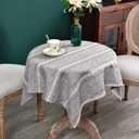 NEWISHER Rustic Farmhouse Embroidered Small Square Tablecloth Jacquard Striped Table Cloth Linen Texture Washable Fabric Side Table Cover Kitchen Dining Home Decoration (Coffee, 36x36 inch)