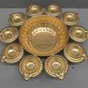 Diya Shape Decorative Urli Bowl for Home Metal Handcrafted for Floating Flowers and Tea Light Candles Home,Office and Table Decor| (Gold Polish urli Bowl 12 inch)