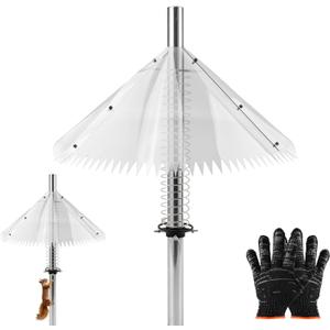 18.5 inch Squirrel Baffle for Bird Feeder Pole - Dynamic Steel Spring-Loaded Wobble Defense, Metal Buckle