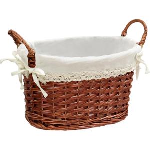 Wicker Storage Basket Oval Storage Basket Natural Decoration Coffee Crafts 13 * 9 * 7.5 INCHES