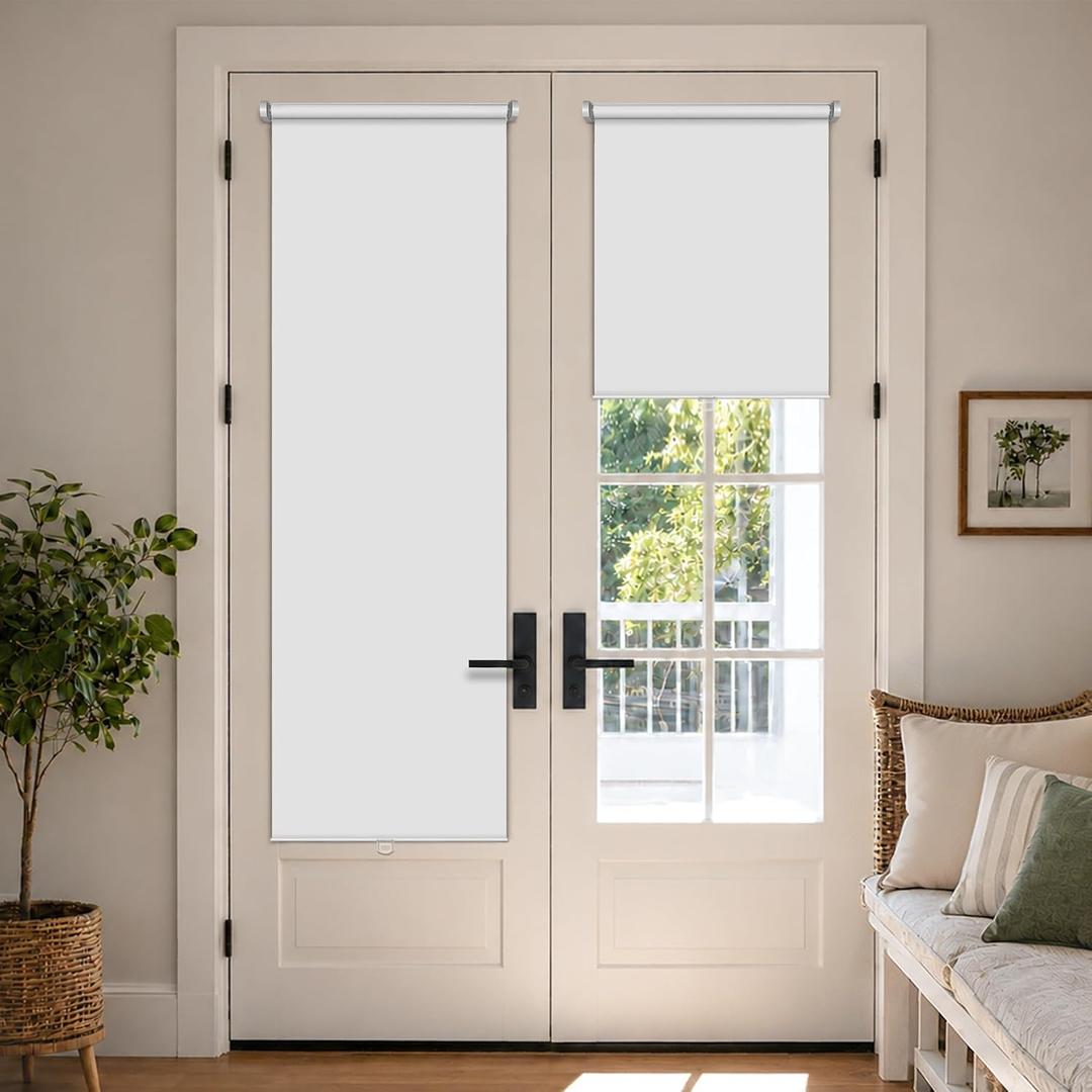 LazBlinds No Drill Cordless Roller Shades, 24x72, White 100% Blackout Roller Blinds for Windows, Thermal Insulated UV Protection Waterproof Roll Up Window Blinds and Shades, Set Of 1, White