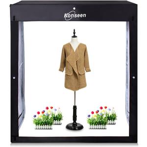 Photo LED Large Light Box Photography Konseen Professional 47"x20"x55" Continuous Lighting Flashery Video Studio Dimmable Cube Shooting Tents Softbox with 3 Colors PVC Backdrops and Carrying Bag