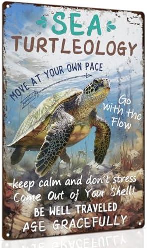 ALKB Sea Turtle Decor Gifts for Turtle Lovers - Inspirational Turtle Decor for Bathroom Wall Art Hanging Sign 8x12 Inch