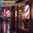 Woanger 27'' Barber Pole Light Red White Blue Stripes with LED Lights Barber Rotating Light Sign Waterproof Wall-mounted Lamp for Salon, 27.56 x 8.27 x 5.91 inches