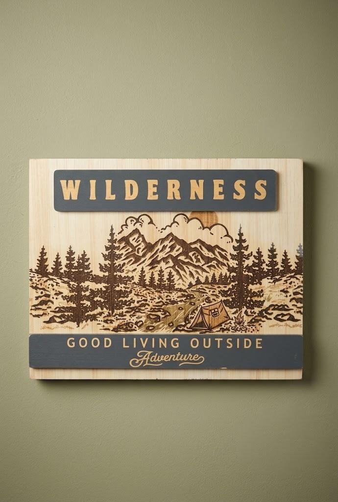Wooden Plaque Sign Wilderness