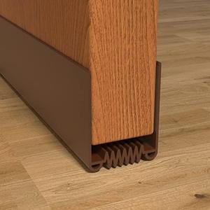 Door Draft Stopper, 39 Length Cuttable Weather Stripping Seal, Strong Adhesive Door Sweep for Exterior and Interior Doors (2, Brown)