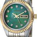 Armitron Women's Genuine Crystal Accented Bracelet Watch, 75-2475 (Two Tone/Green)