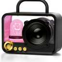 Portable Bluetooth Speaker with RGB Lights, Stereo Sound Punchy Bass, Mini Wireless Bluetooth Speaker, Cute Fashion Style for Kitchen Desk Bedroom Office Party Outdoor, Birthday Gifts (Black)