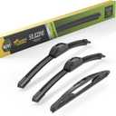 Raidbee Silicone Windshield Wiper blades 3 pack Replacement for Jeep Wrangler 2017 2016 2015 2014 2013 2012 2011 2010 2009 2008 2007 All-Season Silicone Windshield Wipers 15" 15" 12"