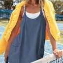 Nirovien Womens Tennis Dress Workout Mini Dress with Shorts Sleeveless Spaghetti Straps Golf Athletic Dresses (Blue, L)