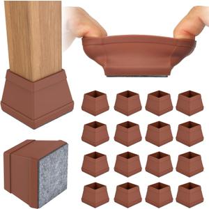 16 PCS Square Chair Leg Floor Protector, Silicone Chair Leg Cover, Furniture Leg Protectors with Felt, Mobile Table Leg Pad, Protect The Floor from Scratches.2 in Brown.