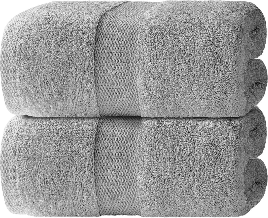 Luxury Soft Bath Sheet Towels Set - 650 GSM Cotton Luxury Bath Towels Extra Large 35"x70" | Highly Absorbent and Quick Dry | Hotel Quality Extra Large Bath Towels Oversized, Light Gray, 2 Pack