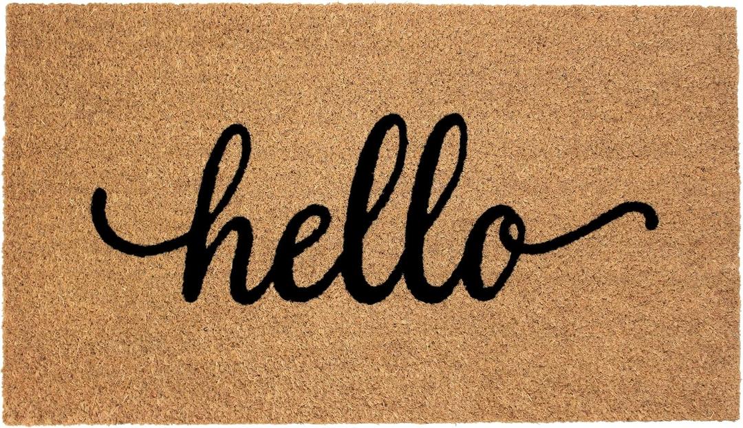 Hello Coir Doormat - 17x30 Inches Durable Non-Slip Door Mat