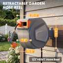 NEWBULIG Garden Hose Reel, 1/2" x 65 ft Retractable Heavy Duty Water Hose | Automatic Wall Mounted, 9 Pattern Hose Nozzle, Slow Slow Retract System, Any Length Lock, 180° Swivel for Yard Cleaning, Grey