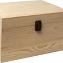VIKOS Products 10.71x8x5.66-Inch Unfinished Wooden Box with Hinged Lid & Front Clasp for DIY Art Project Crafts Woodcraft Keepsake - Easy to Stain Paint Wood Burning