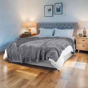 Electric Heated Blanket 72"x84" Full Size Flannel Heated Blanket, Cozy & Warm for All Night, 4 Heat Settings & 10 Hours Auto Off, Machine Washable,Light Grey