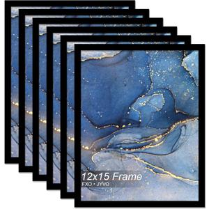 12x15 Picture Frame Set of 6, Black Frame for 12 x 15 Inch Picture Poster Photo, Light Weight and High Transparent 12 by 15 Frame for Wall - 6 Pack/Black/12 x15