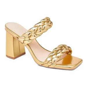 Syktkmx Womens Braided Heels Sandals Chunky Block Heel Double Strap Summer Dressy Sandal Size 7