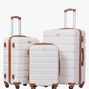 Coolife Luggage 3 Piece Set Suitcase Spinner Hardshell Lightweight TSA Lock (Apricot White, 3 Piece Set (20in24in28in)