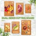 Wood Cutting Boards Set of 3 – Non-Toxic Bamboo Chopping Boards for Kitchen with Deep Juice Grooves – Durable, Eco-Friendly Wooden Serving Boards for Meat, Vegetables & Fruit