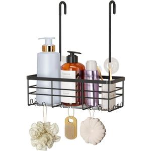 HapiRm Hanging Shower Caddy Organizer - No Drilling Shower Organizer with Hooks, Rustproof & Waterproof 304 Stainless Steel Bathroom Shelves - Black (1 Basket)