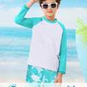 Boys Long Sleeve Rash Guard Swimsuit Kids 2-Pieces Bathing Suits Set (9-10 Years, Green Turtle)