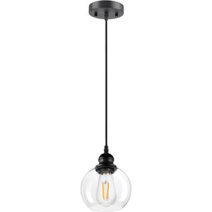 Modern Pendant Light Fixtures, Industrial Hanging Ceiling Lamp with Clear Glass Shade, Vintage Black Pendant Lighting for Kitchen Island Living Room Hallway Bedroom Dining Hall Office Bar Farmhouse