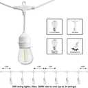 SUNTHIN 50FT Outdoor White String Light with 16 1W LED Shatterproof Filament Bulb for Patio Lights, Backyard, Porch, Party Lights